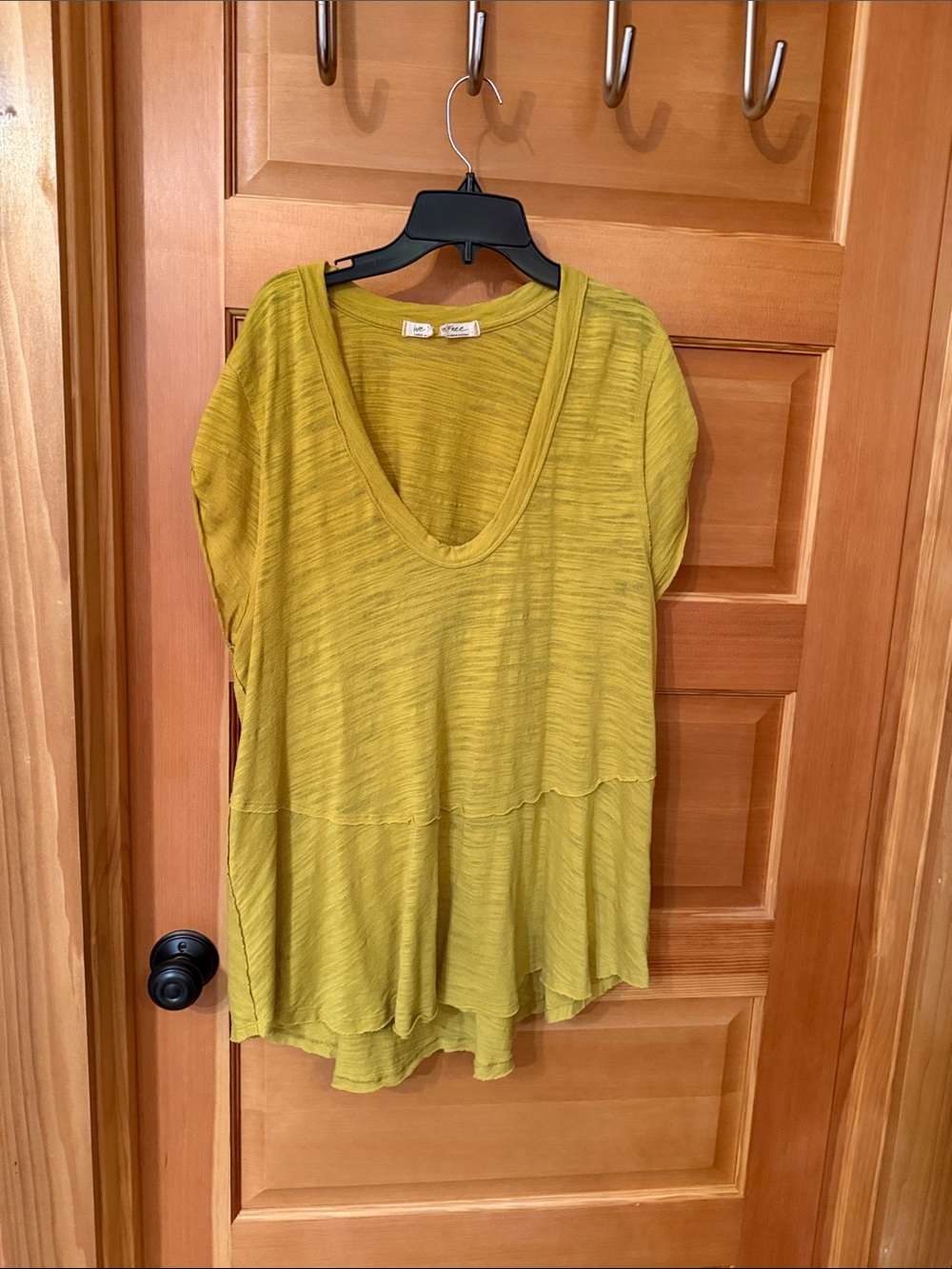 We The Free V-Neck Peplum Tunic in Yellow-Green